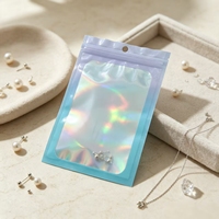 Sachet Mylar personnalisé effet arc-en-ciel, pochette à fermeture éclair autoportante, emballage transparent à face frontale pour maquillage et jouets