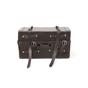 Vintage Retro Antique Classic 1/12 Doll House Wooden Suitcase Holiday Leather Handle Luggage Treasure Chest