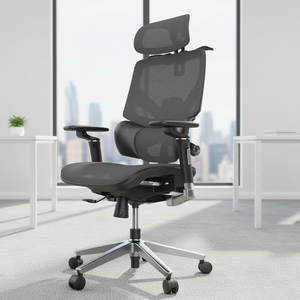 Silla de Oficina Ejecutiva Ergonómica Moderna Ultraconfortable de Aluminio con Respaldo Alto de Malla, Giratoria, para Oficina o Dormitorio, con Reposabrazos y Reposapiés Ajustables <span class=keywords><strong>JR</strong></span> - Product Image 1