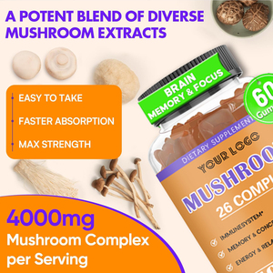Complément alimentaire nootropique pour stimuler le cerveau, marque privée OEM, gommes à la crinière de lion biologique, complexe de champignons, gommes - Product Image 5