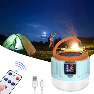 Solar Light 3 Modes Power Bank Waterproof Emergency LED Camping Lights Rechargeable Camping Lantern with Remote