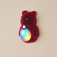 Lampe murale LED sans fil à détecteur de mouvement RGB rechargeable par USB, motif ours de dessin animé, pour décoration intérieure, escalier et chevet