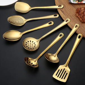 Ensemble d'ustensiles de cuisine en acier inoxydable le plus vendu, finition poli miroir, comprenant louche à soupe, louche ajourée et spatule - Product Image 4