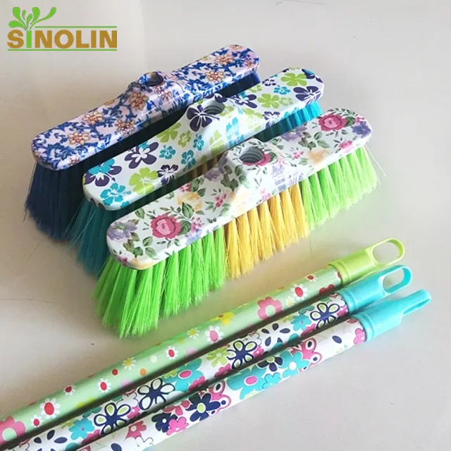 wholesale floral printed plastic broom
