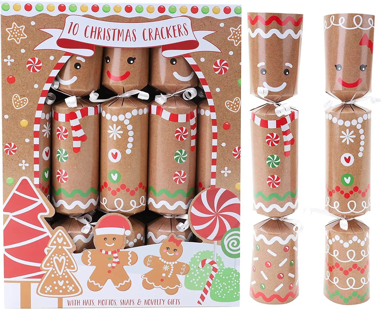 10 Pieces Christmas No Snap Party Favor Christmas Crackers with Prizes for Adults Holiday Poppers Christmas Table Favors Set Hol