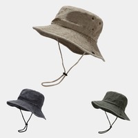 Casquette de pêcheur imperméable à 5 panneaux avec logo brodé, image sportive personnalisée, large bord et cordon coupe-vent