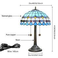 Lampes de table Tiffany, luminaires en verre coloré de style méditerranéen, lampes de bureau LED nordiques, décoration d'intérieur pour chambre à coucher, bureau