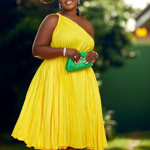 2024 stile HO Vestidos eleganti abiti da ballo monospalla vestito abiti da ufficio pieghettati abbigliamento donna - Product Image 1