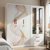 Armoire Métallique 5 Portes, Penderie Autoportante avec Tringle de Suspension, Design Moderne
