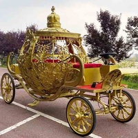 Charrette à Chevaux de Luxe Dorée de Haute Qualité pour Visites Touristiques, Mariage, Charrette Royale à Chevaux pour la Vente