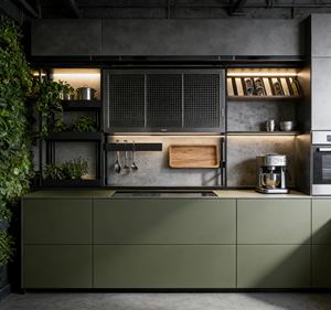 BALOM Group High End Custom Kitchen <b>Cabinet</b> | Black Single-wall Bespoke | Modern Blue Matt with Storage for Sleek Spaces - Product Image 2