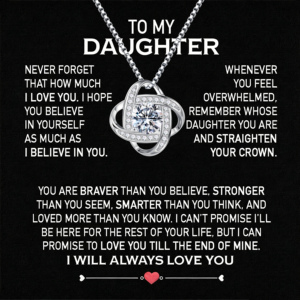 Collana Nodo d'Amore in Acciaio Inox Placcato Oro con Cristalli e Catena a Maglia, Regalo per la <span class=keywords><strong>Mia</strong></span> <span class=keywords><strong>Figlia</strong></span>, Set di Gioielli per <span class=keywords><strong>Compleanno</strong></span>/Natale - Product Image 5