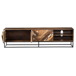 Meuble TV Artistique pour Salon en Bois Massif avec Panneaux Sculptés Uniques - Product Image 5