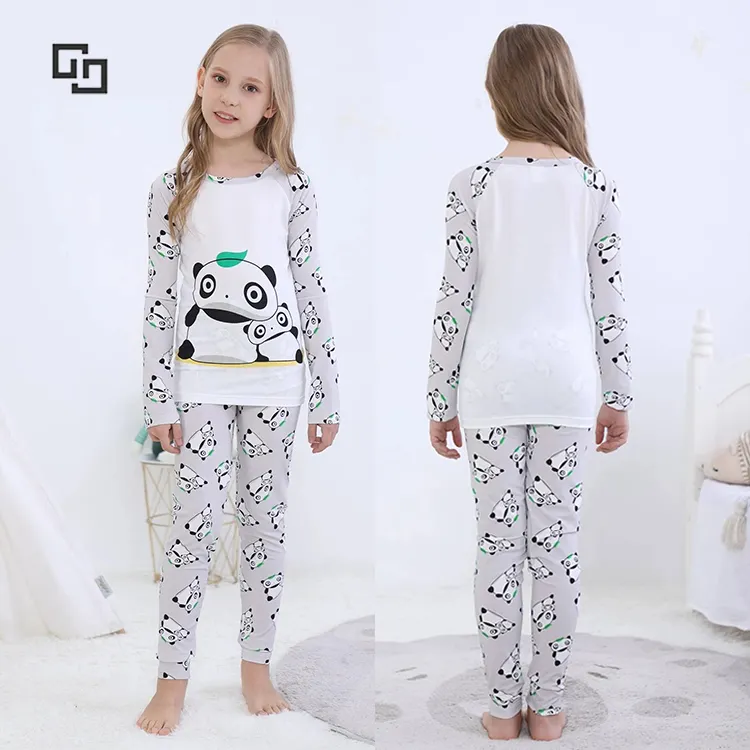 ODM – ensemble de pyjama personnalisé à imprimé dessin animé pour filles, en coton biologique, en bambou et en Viscose pour enfants