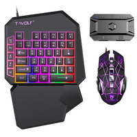 Kit clavier et souris de jeu 5 en 1 à une main pour téléphone mobile Android iOS