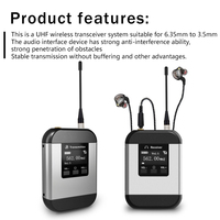 Système de monitoring intra-auriculaire sans fil UHF portable avec émetteur et récepteur bodypack pour scène et spectacles en direct