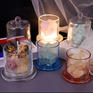 Vente en gros best-seller couvertures cloches dorées de luxe gobelets de bougies parfumées bougeoirs containers de bougies en verre - Product Image 3