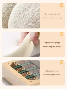 EU Marshmallow Black Cloud Texture Inspired <b>Cream</b>-Style Sectional Set <b>for</b> Small Apartment Hotel Villa Featuring Fabric Sponge - Product Image 2