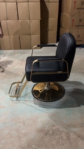 Modern White Faux Leather Barber Chair with Gold Frame Height Adjustable Hydraulic Base Salon Furniture - Product Image 3