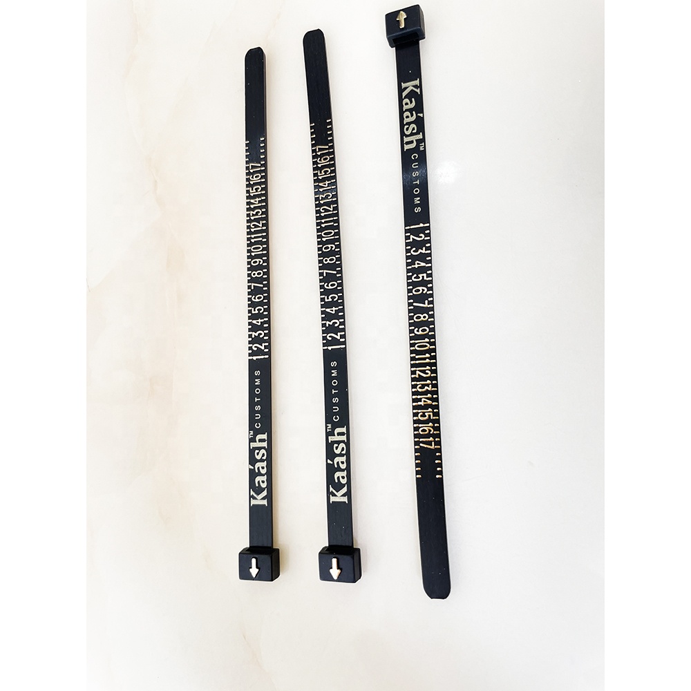 Черное пластиковое кольцо-линейка с логотипом на заказ, измерительное кольцо на палец