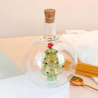 Nouvelle bouteille d'huile en verre borosilicate de 400 ml, pot à huile et vinaigre en verre scellé en forme de sapin de Noël, pot à assaisonnements en verre, bouteille d'huile en verre