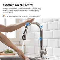 Robinet de cuisine double tactile en acier inoxydable, mitigeurs intelligents pour évier, avec plaque de pont, disponible en nickel brossé