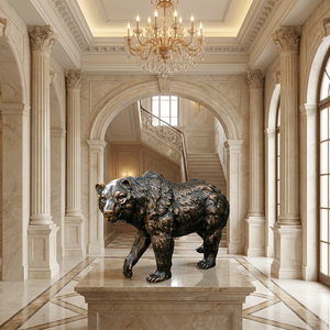 Orso <span class=keywords><strong>Grizzly</strong></span> Seduto in Bronzo Fatto a Mano - Dimensioni, Postura e Patina Personalizzabili, Opera d'Arte, Scultura di Orso in Bronzo - Product Image 5