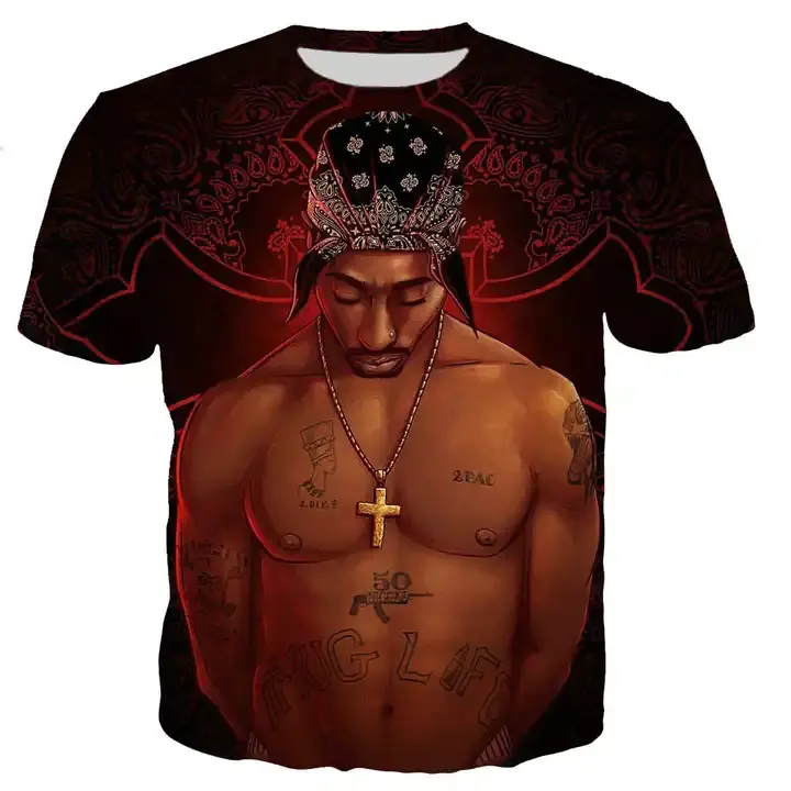 Rappeur Tupac 2pac 3d imprimé chemise pour hommes Hip Hop T-shirt 3d impression numérique T-shirt partout impression t-shirts graphique personnalisé T-shirt