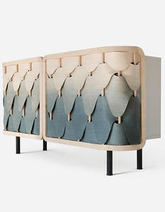 Italian Light Luxury Solid Wood Porch Cabinet Villa Creative Design Sense Decoration Advanced Gradient <strong>Blue</strong> Feather <strong>Sideboard</strong> - Product Image 2