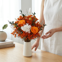 Bouquet de fleurs éternelles en herbe de cristal et roses, vente en gros d'usine, décoration de table nordique longue durée, cadeau personnalisé idéal pour la fête des Mères et Pâques