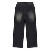 Jeans en denim noir délavé et vieilli pour homme, coupe large et décontractée, dégradé, déchiré, style urbain, fabriqué sur mesure