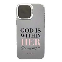 Coque de téléphone portable en TPU et PC avec impression de lettres 'Lovely God' et clé argentée électroplaquée pour iPhone 11 12 13 14 15 16 17 18 Pro Max