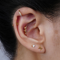 Bijoux de piercing corporel tendance en titane G23 plaqué or, série animale pour enfants, pour lèvre, labret, anneau, oreille, nez