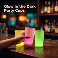 Gobelets de fête qui brillent dans le noir, gobelets fluorescents lumineux, gobelets réutilisables en plastique translucide pour bar, boîte de nuit