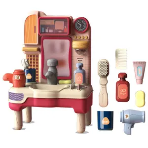 어린이 놀이 집 세면기 장난감 다기능 드레서 프레스 아웃 물 소리와 가벼운 음악