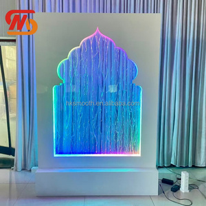 Smooth Durable Design Wedding Waterfall Arch White Metal Welcome Sign <b>Backdrop</b> With RGB Light - Product Image 4