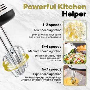 Batteur à œufs électrique portatif pour la cuisine, 7 vitesses, 100W, 120W, 150W, couleurs personnalisables, appareils électroménagers - Product Image 2