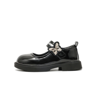 Chaussures d'école Mary Jane en cuir verni noir pour filles, fermeture auto-agrippante, chaussures habillées pour uniforme scolaire, tige en PU légère