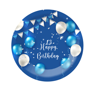 DAMAI Juego de Platos de Papel Personalizados Desechables con Temática de Fiesta de Cumpleaños Azul para Niños de 13 Años - Product Image 4