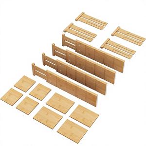 Diviseurs de tiroirs extensibles en bambou écologique avec inserts, organisateurs de rangement de cuisine ajustables à fixation par boulons - Product Image 1