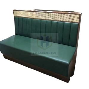 Sièges de restaurant commerciaux modernes, cadre en <span class=keywords><strong>bois</strong></span>, tapisserie d'ameublement en PU, rotin naturel, canapé de stand à l'arrière - Product Image 3