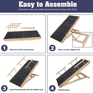Adjustable Pet Ramp Ladder For <b>Dogs</b> Wood Grain Color Rectangle Solid Pattern <b>Sofa</b> Accessory - Product Image 5