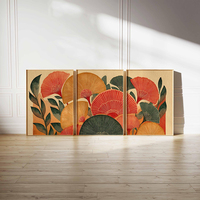 HAOWAI OEMODM 3 pièces d'art mural floral rétro, impressions botaniques modernes du milieu du siècle, art floral aux tons terreux chauds pour la décoration du salon