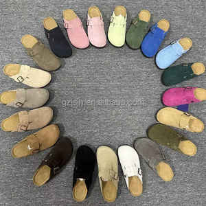 Birken Femmes pour Boston Classic Suede Clogs <span class=keywords><strong>Mules</strong></span> Cuir Véritable Plat Liège Biomécanique Pied Orthopédique Santé Anti-glissant - Product Image 2