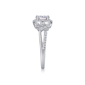 Anillos <span class=keywords><strong>de</strong></span> Compromiso y <span class=keywords><strong>Promesa</strong></span> <span class=keywords><strong>de</strong></span> <span class=keywords><strong>Matrimonio</strong></span> <span class=keywords><strong>de</strong></span> Plata 925 con Moissanita VVS <span class=keywords><strong>de</strong></span> 1CT, Corte Redondo, Chapados en Oro Blanco, Antideslustre, Joyería Fina para Dedo - Product Image 6