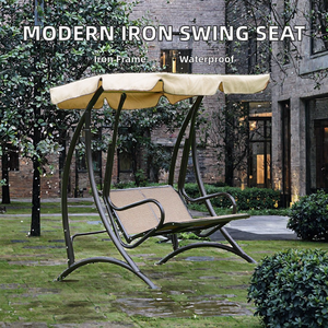 Fauteuil suspendu moderne en fer pour l'extérieur, siège de balançoire pour 2 personnes, séchage rapide, imperméable - Coussin inclus, idéal pour l'école, la villa, l'hôtel, le parc - Product Image 2