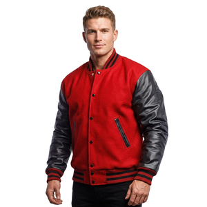 Vêtements de sport avec manches en cuir véritable, motif lettres, veste de baseball de style universitaire pour hommes, tendance, laine de qualité supérieure - Product Image 1