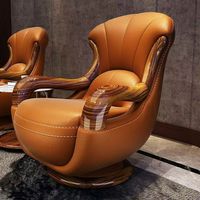 Nouveau style de chaise de loisirs en bois de wengé, style chinois moderne, chaise simple en bois massif et cuir véritable.