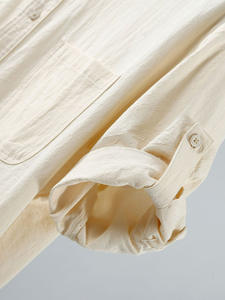 Camisa de lino para hombre, camisa de manga corta, suelta, de algodón y lino de verano para hombre, Top simple con cuello alto de color sólido para hombre - Product Image 4