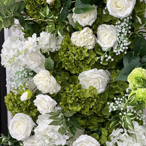 Arco Cuadrado de Seda Artificial Realista con Flores y Follaje Blancos y Verdes para Decoración de Fondo de Boda al Aire Libre - Product Image 4